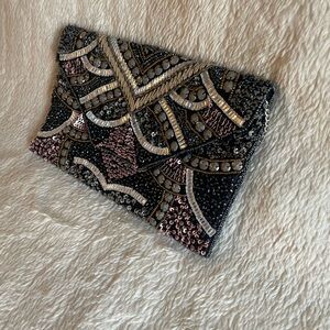 Embellished Black and Silver Clutch